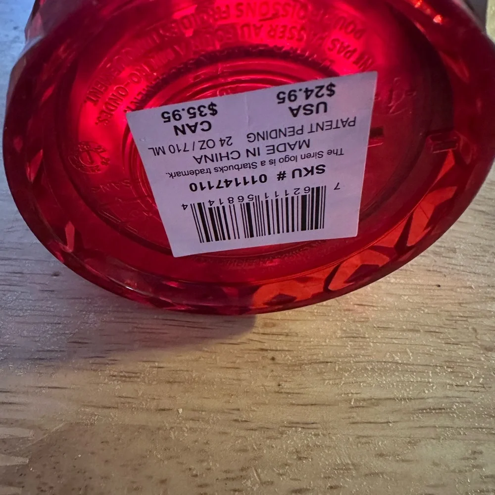 Starbucks Vibrant Red Glass Tumbler